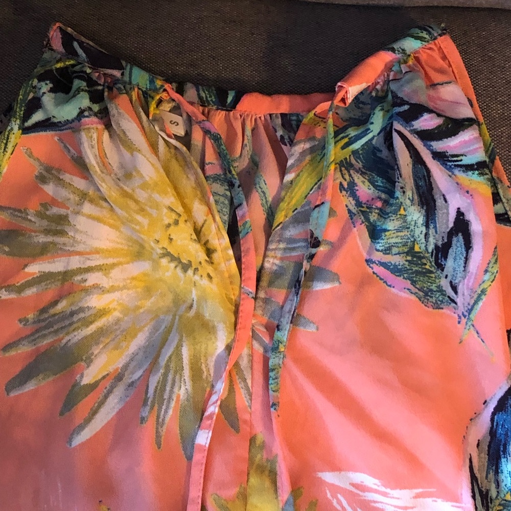 JAPNA|SPAGHETTI STRAP|CORAL COLORED|FLOWY|TASSELED|BLOUSE|S